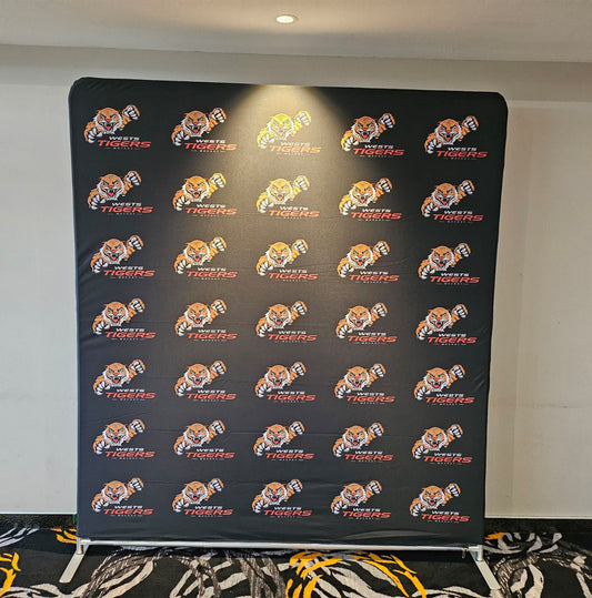 stretch fabric media wall for wests tigers mackay